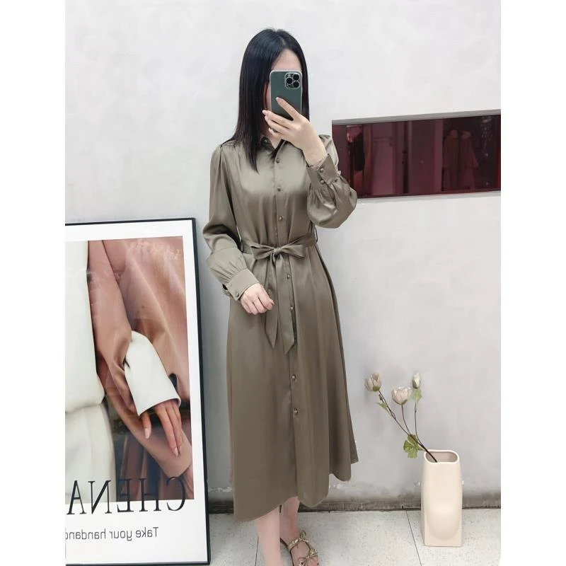 BL 866气质轻奢法式长袖收腰衬衫连衣裙