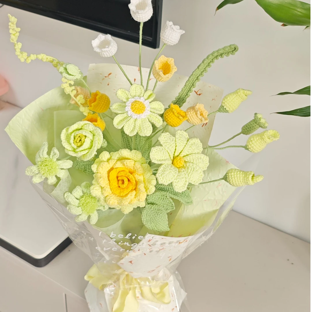 【绾春系列】碧缕凝芳毛线钩织花束创意手工送礼走心送女友闺蜜朋友
