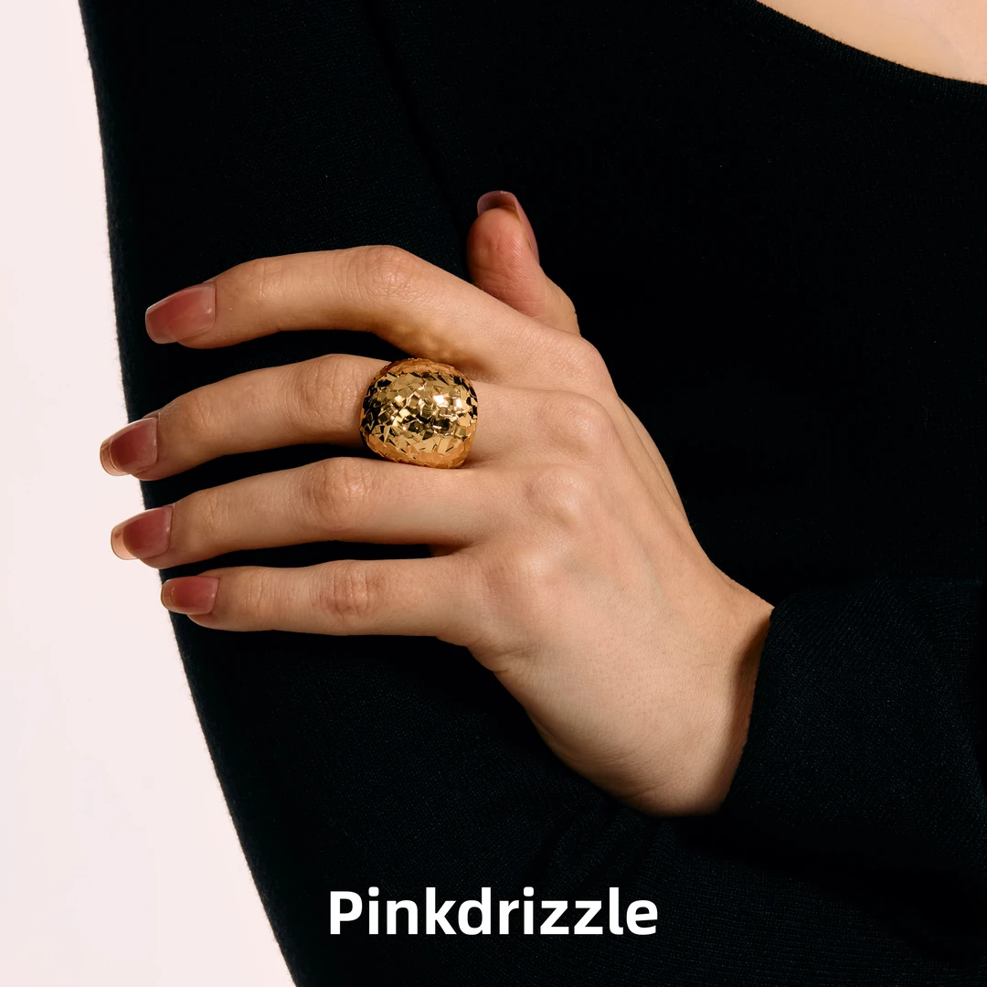 Pinkdrizzle 铜合金戒指 灿若星辰肌理戒指简约百搭设计感