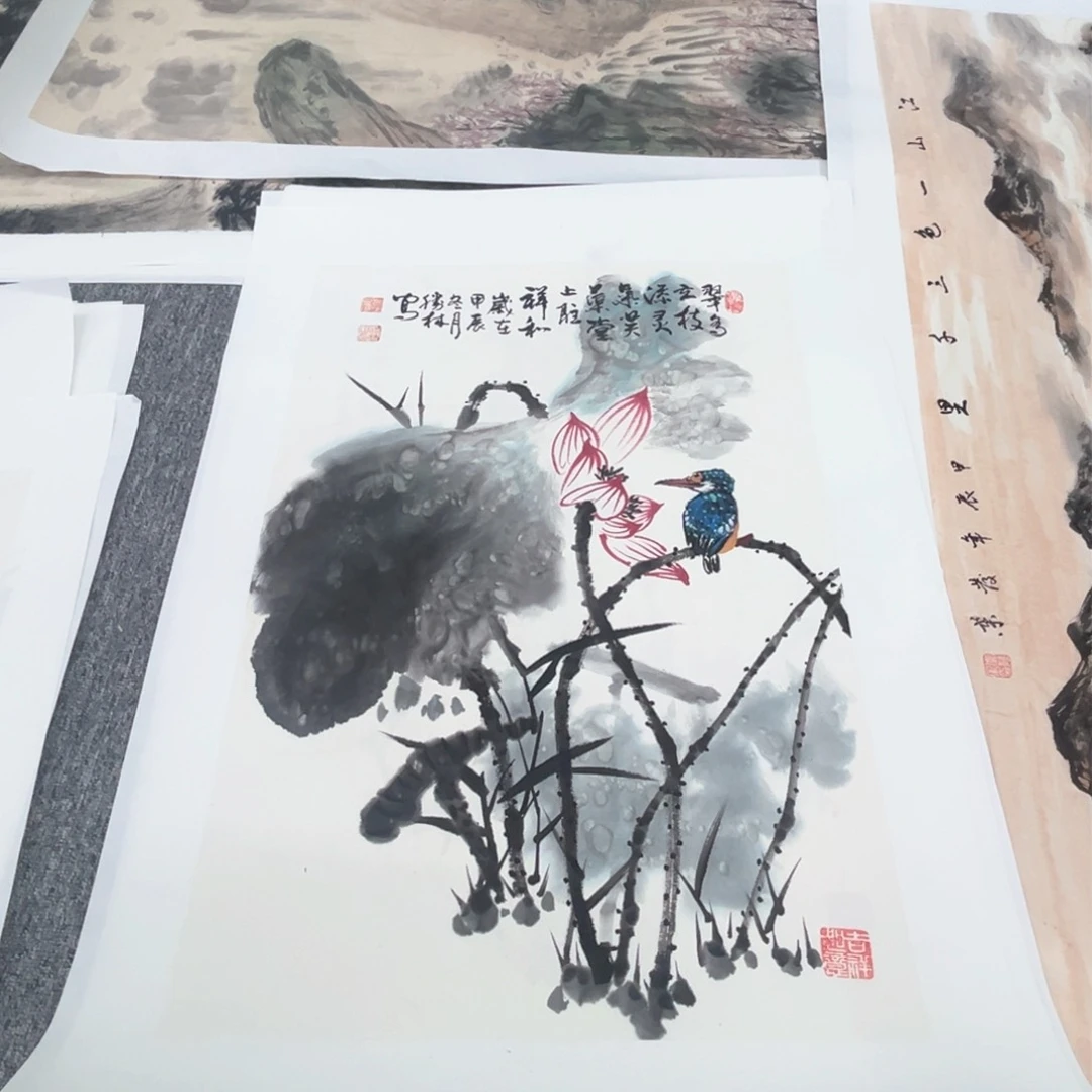 国画咖*四尺三开绘画