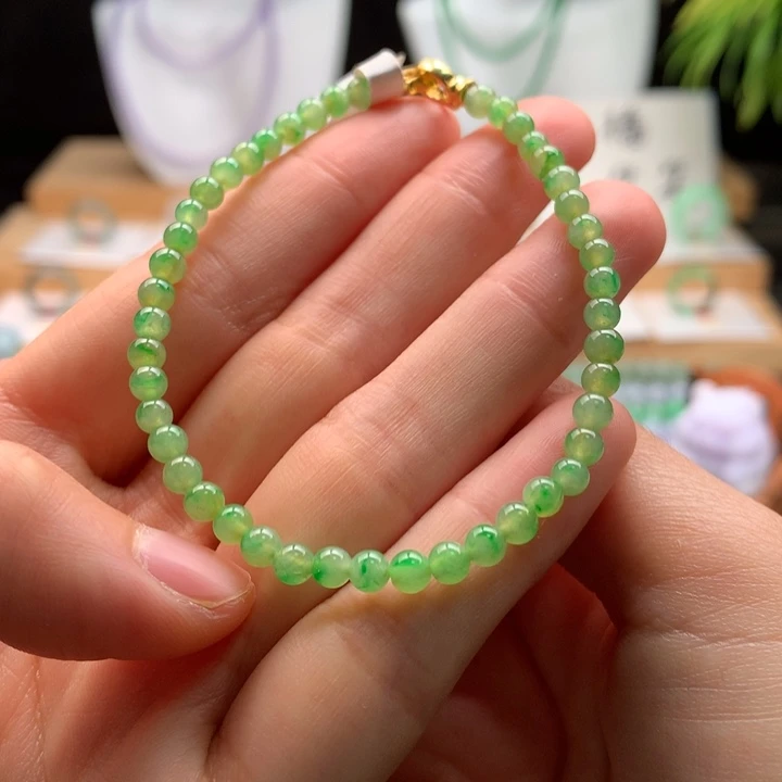 翡翠未镶嵌手链天然缅甸A货翡翠特色冰黄加绿