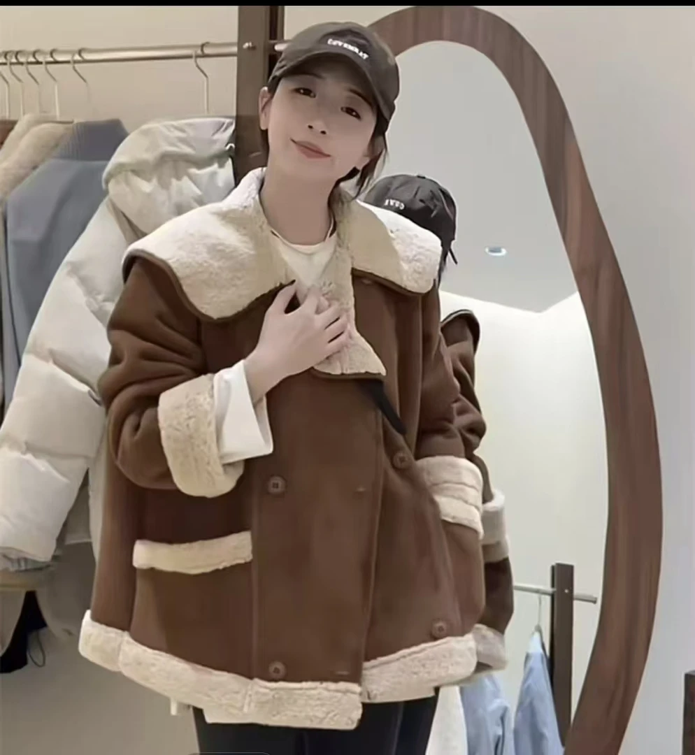 2025年网红爆款韩版冬季翻领加厚外套