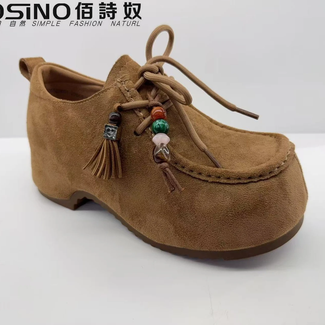 佰诗奴305522651松糕厚底乐福鞋2025年秋款英伦百搭内增高单鞋
