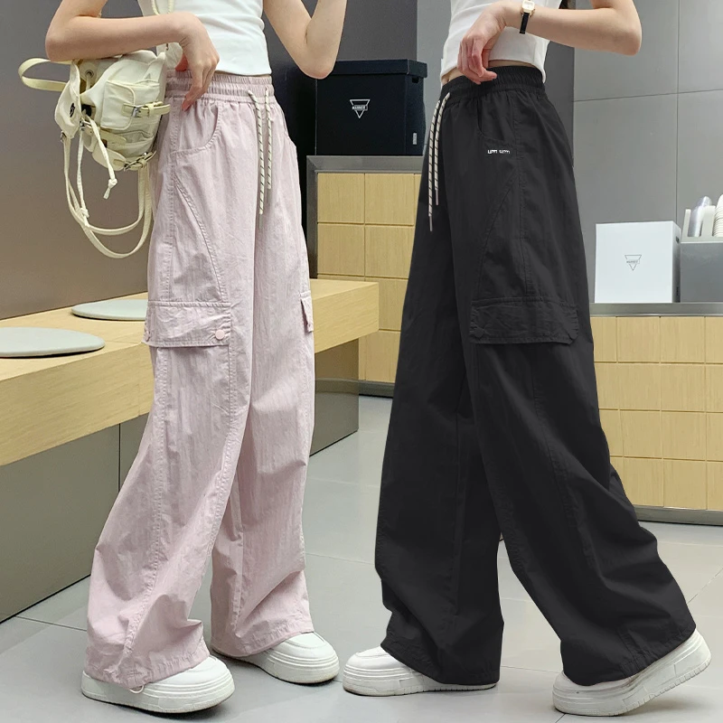 [专柜品质]女童工装裤夏季薄款2025新款女孩速干阔腿裤儿童防蚊裤