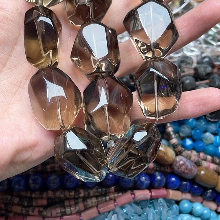 玛瑙/玉髓合金珠宝半成品一颗22-30mm茶晶