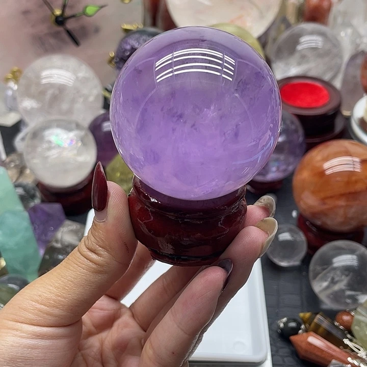善****未镶嵌珠宝半成品水晶18紫水晶球5.2m