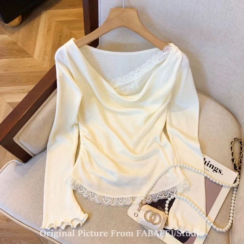 显瘦纯欲风毛针织衫时光针织毛衫长袖拼接针织衫套头毛衣上衣