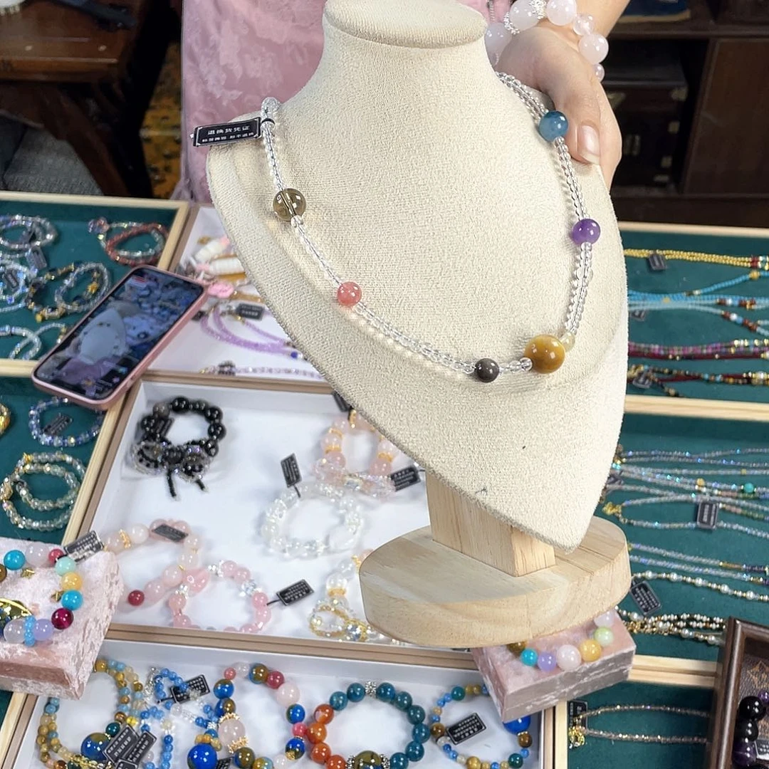 水晶手链银S925镀金镶嵌