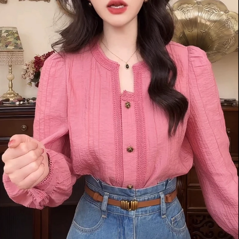 复古气质显瘦衬衣通勤百搭长袖衬衫时尚减龄上衣