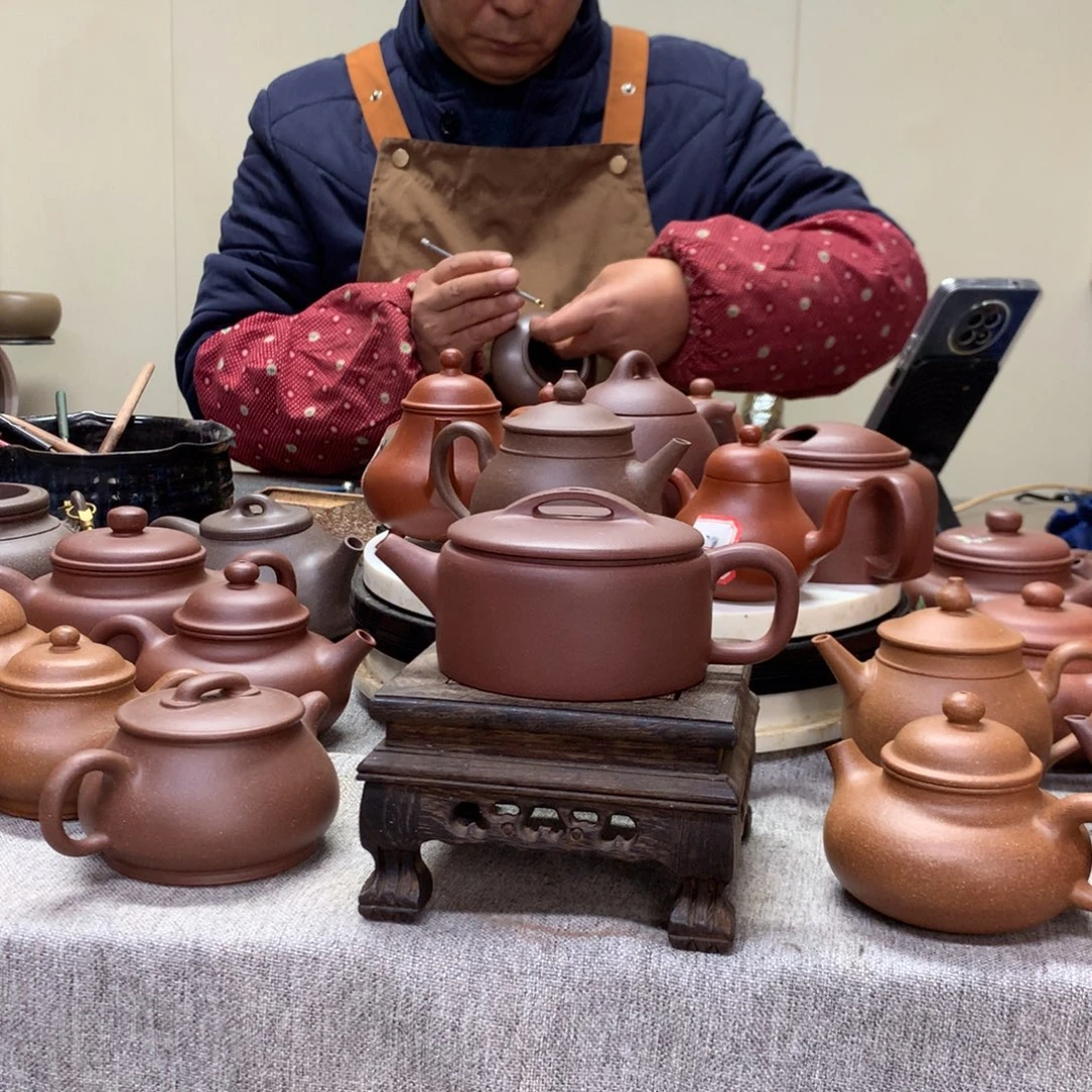 茶壶紫泥平底汉瓦180 C半手工制作