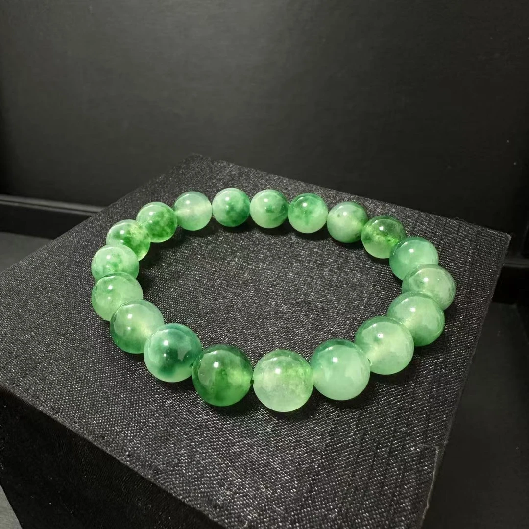 天然缅甸A货冰飘绿手串RX012006