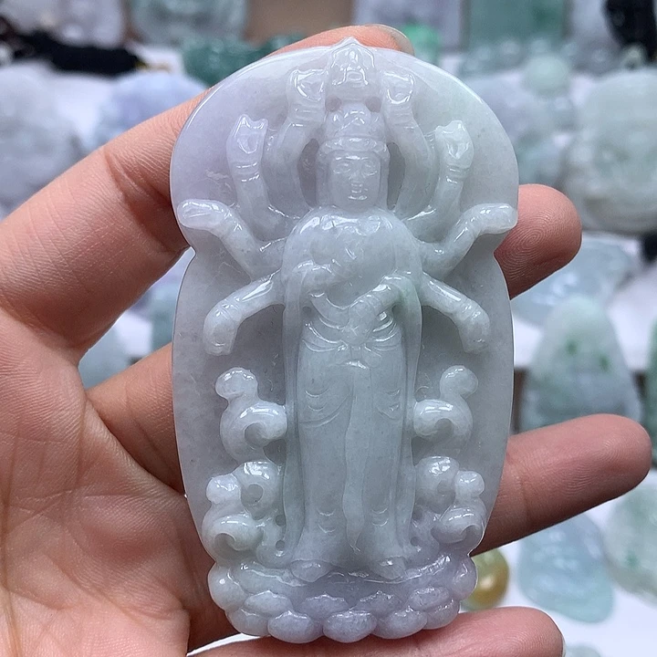 翡翠未镶嵌颈饰大千手观音福利卡厚11+