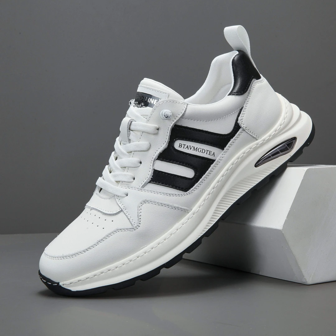 男鞋2025春季新款男式休闲鞋头层牛皮时尚百搭厚底轻便单鞋潮鞋