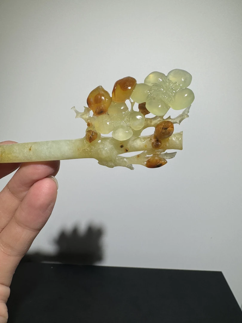 花玉梅花俏色发簪