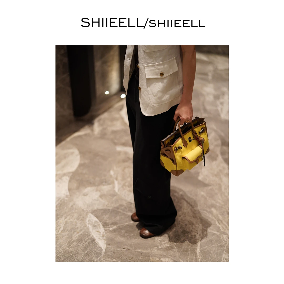 SHIIEELL高腰宽松阔腿休闲裤女夏季新款洗水棉麻直筒长裤子P3002