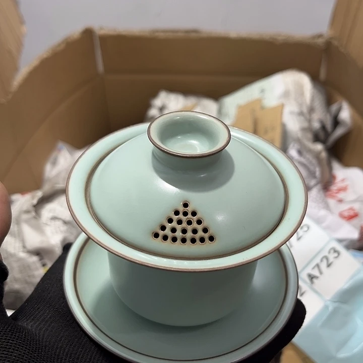 愢***秀瓷片茶摆件工艺品摆件666