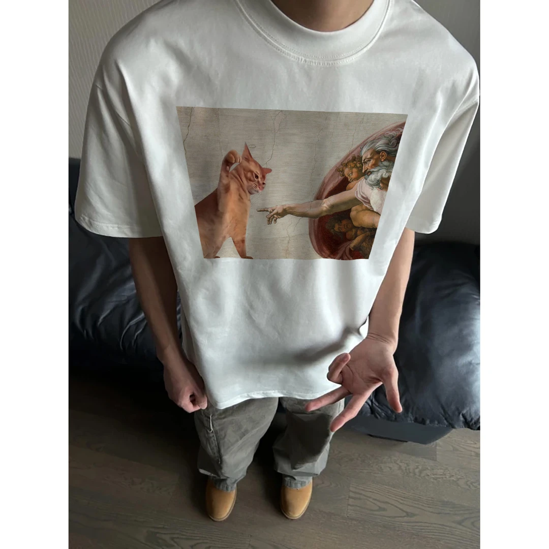 100%纯棉320克重磅美式潮短袖T恤新款夏设计宽松上衣半袖百搭t恤