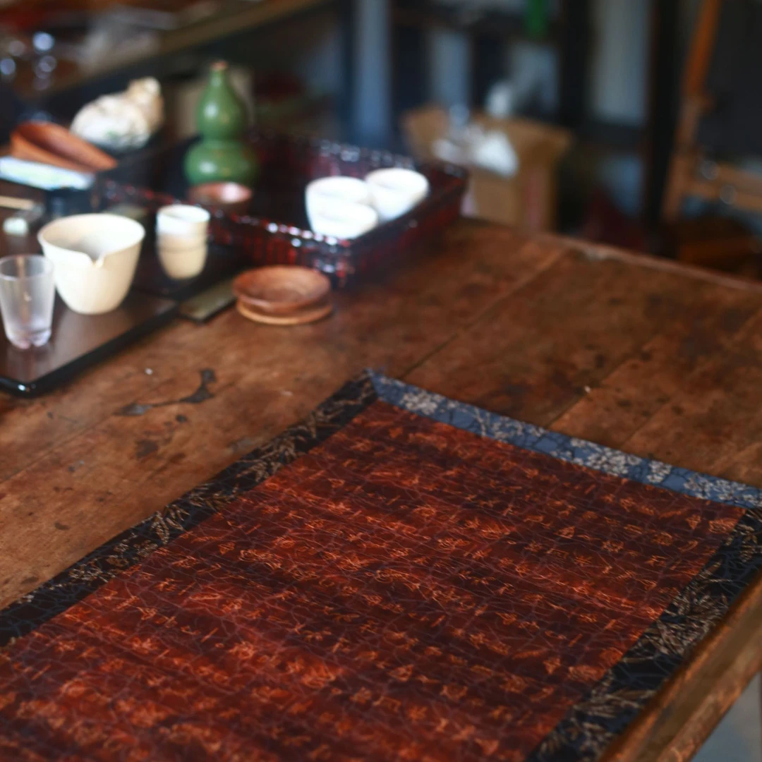 中式老料香云纱文字茶席双面加厚高档桌旗大尺寸