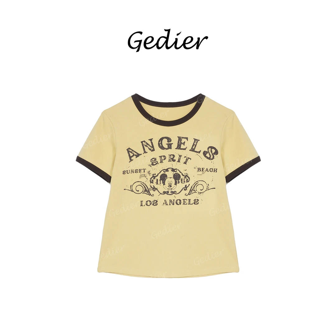 【歌蒂尔】2025夏季新款复古印花短袖T恤 艺菲同款 TG520523Y