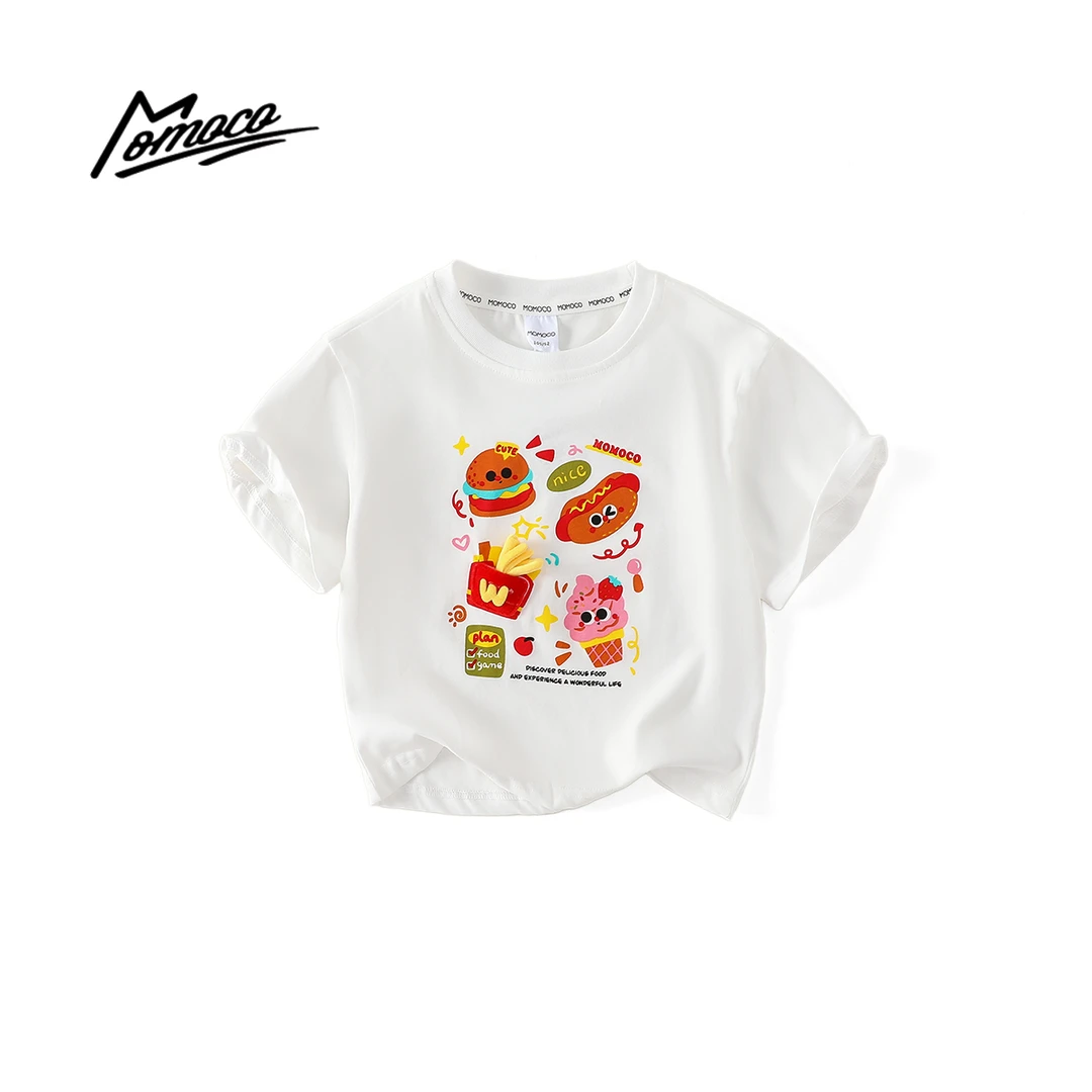 MOMOCO夏季男童潮牌可爱薯条休闲上衣儿童服装T恤短袖77230235095