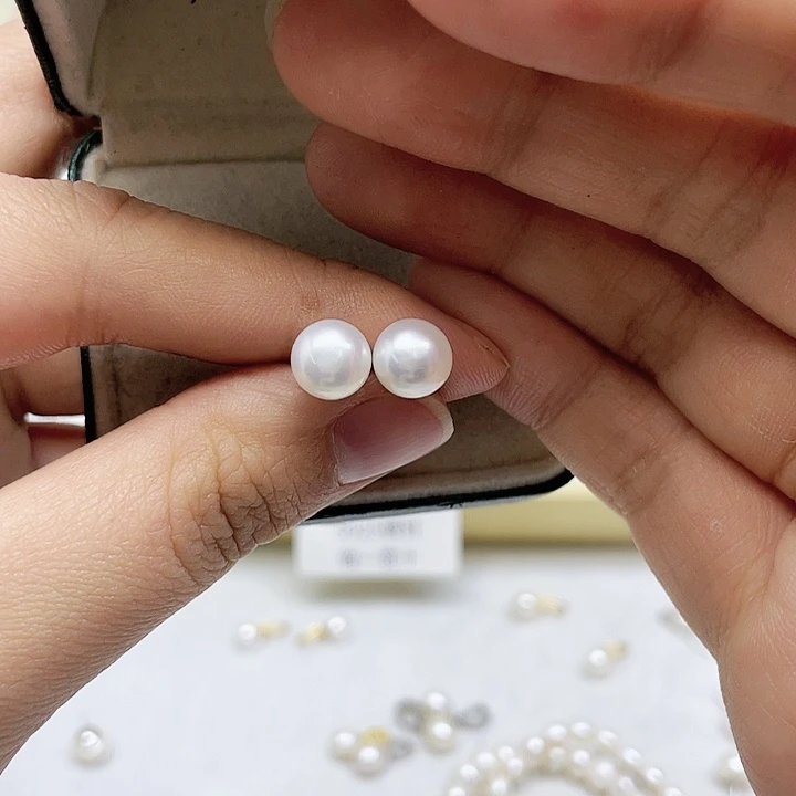 淡水珍珠耳饰银S925镶嵌你****几