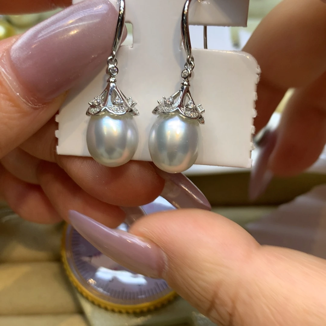 银S925镶嵌耳饰海水珍珠