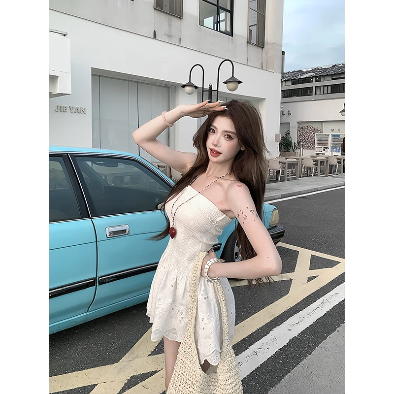 【七颗虾滑】纯欲风抹胸连衣裙2025新款收腰显瘦时尚套装251J0870