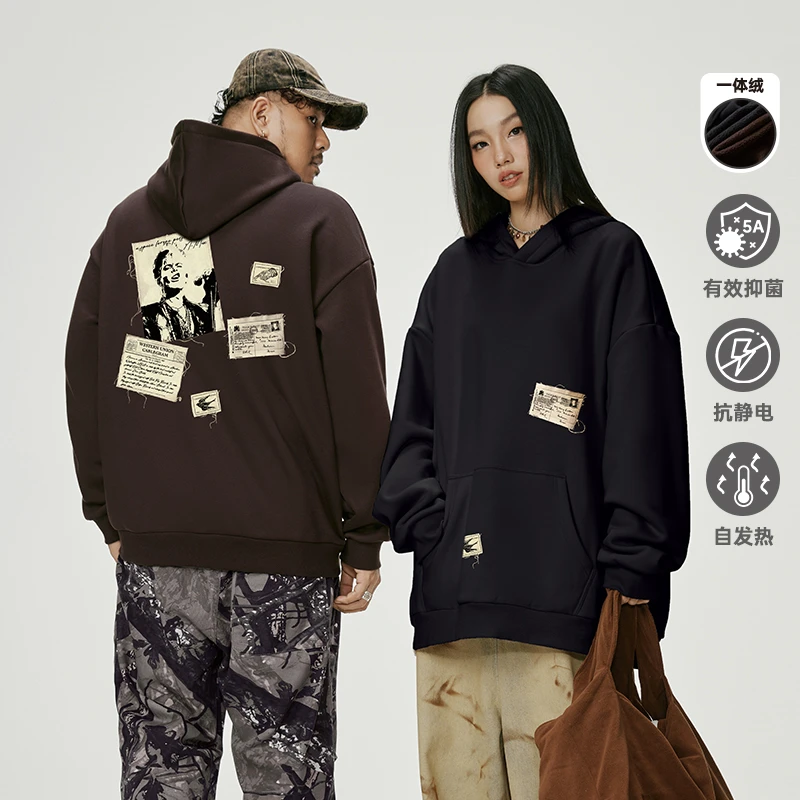 NMAX大码潮牌男装秋冬美式潮流时尚卫衣加绒加厚保暖上衣ENA119