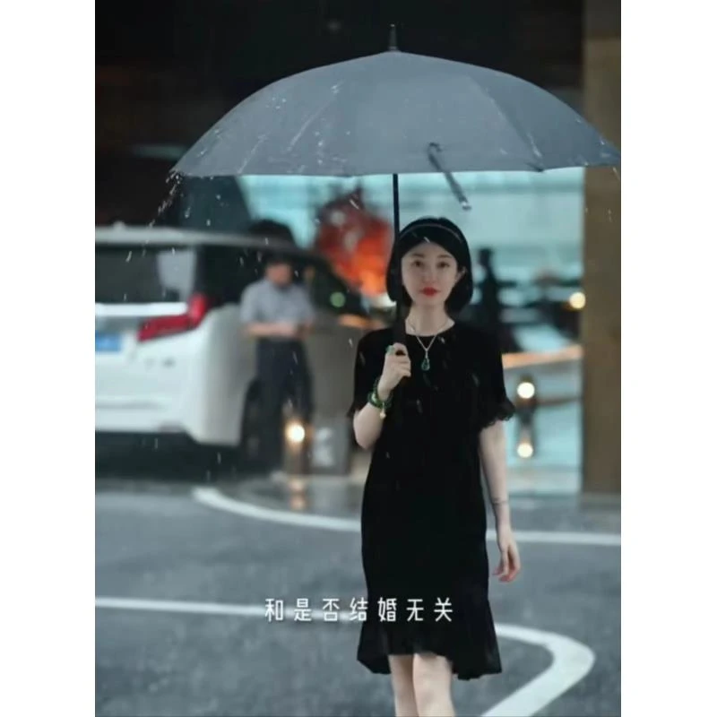 Betty Bairn【醉千梦】中式国风桑蚕丝A级短绒长裙子24A-BW2111