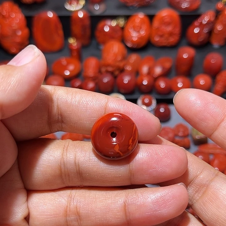 南红玛瑙未镶嵌配饰牛血火焰纹平安扣17.8mm