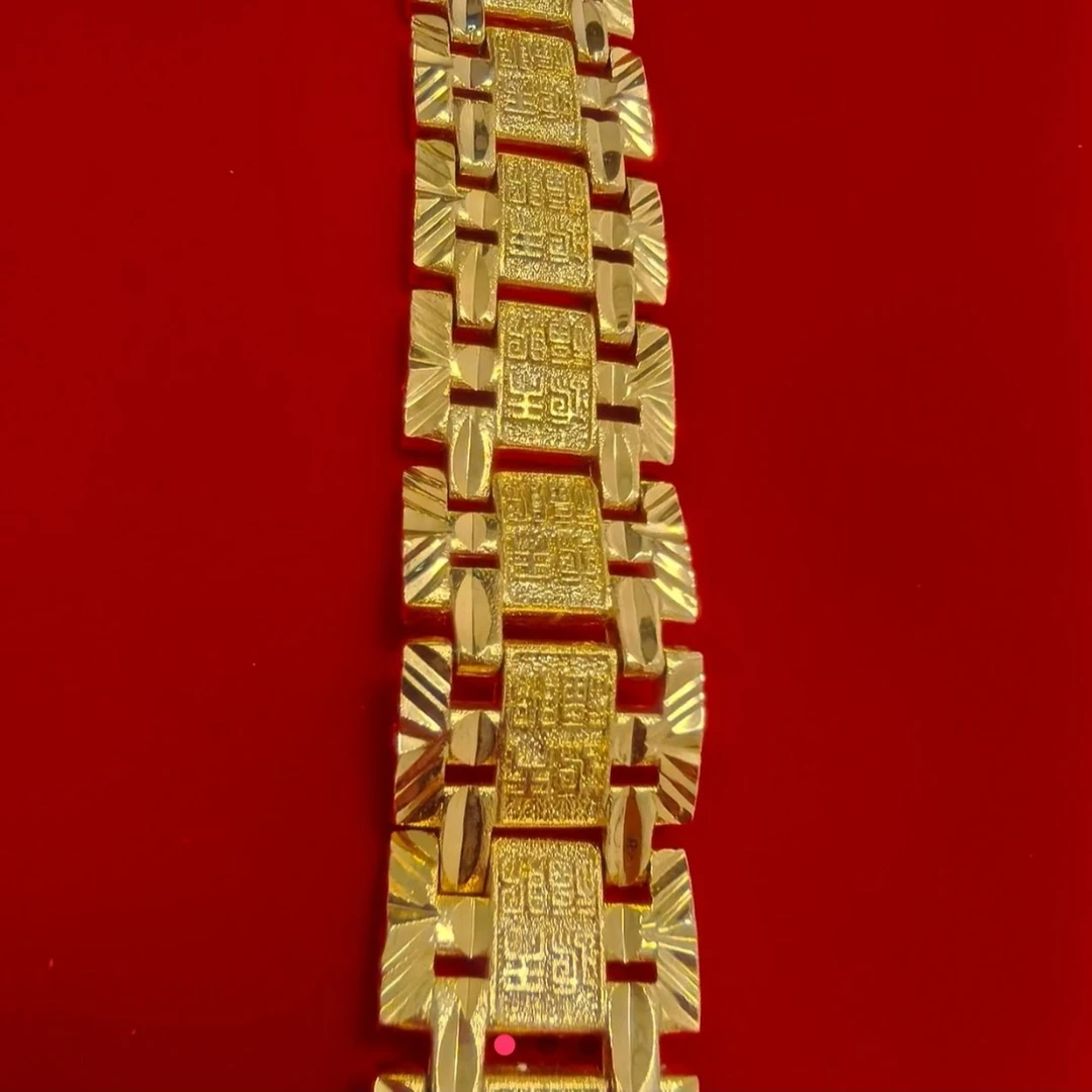 铜合金手链 古法手表链 金色霸气古法手链男士潮流高档掉不色