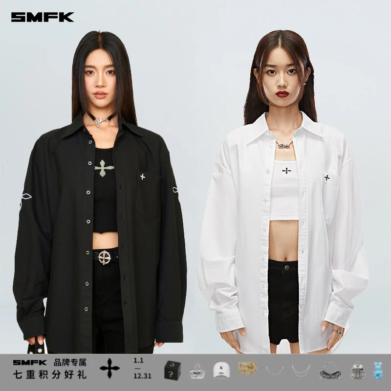 SMFK十字古典衬衫CP003B经典宽松极简百搭衬衣情侣外套 3款可选新