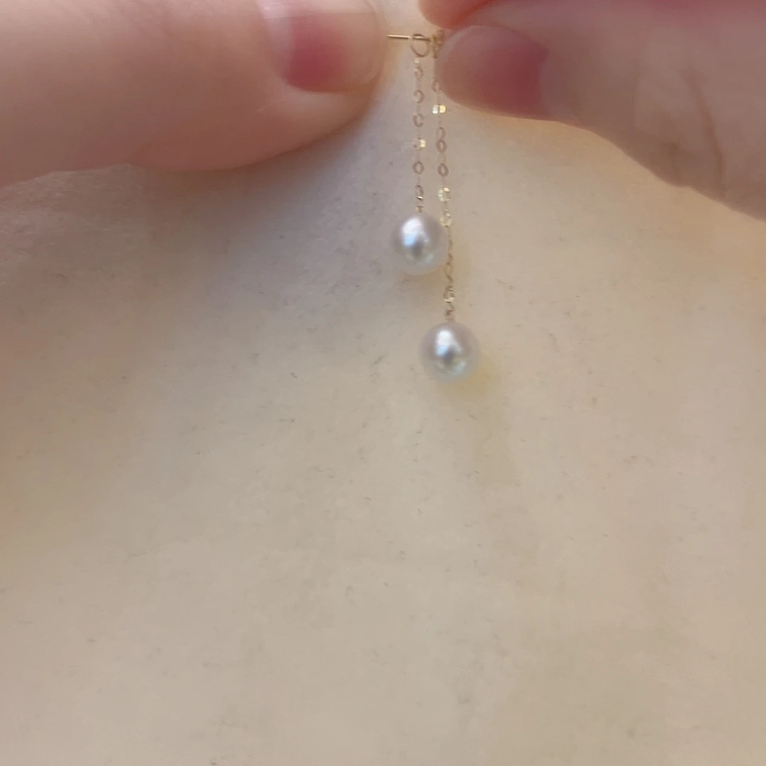 18K金镶嵌淡水珍珠耳饰