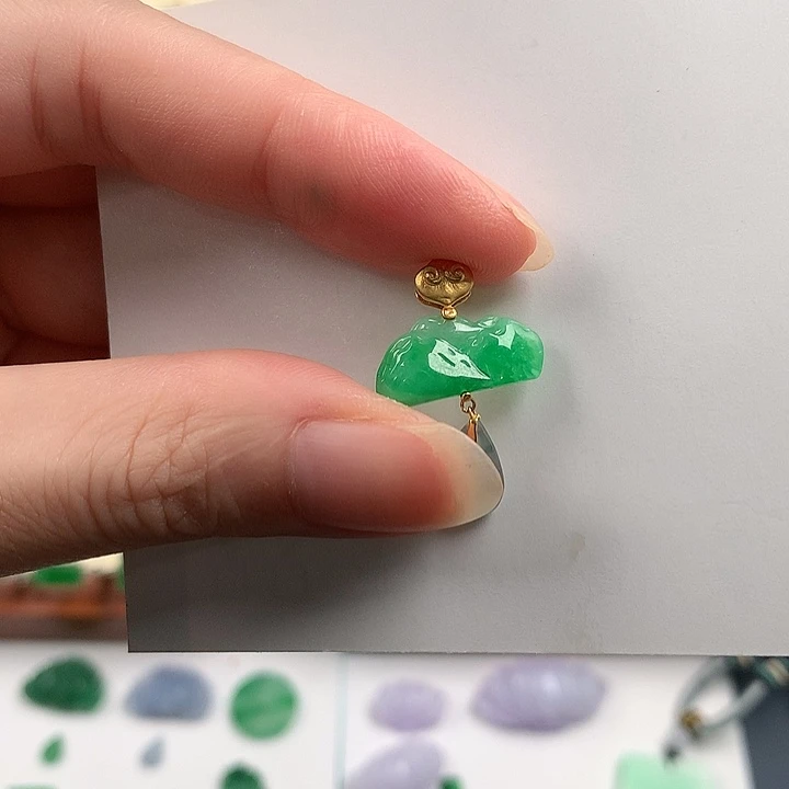 翡翠18K金镶嵌颈饰875325677