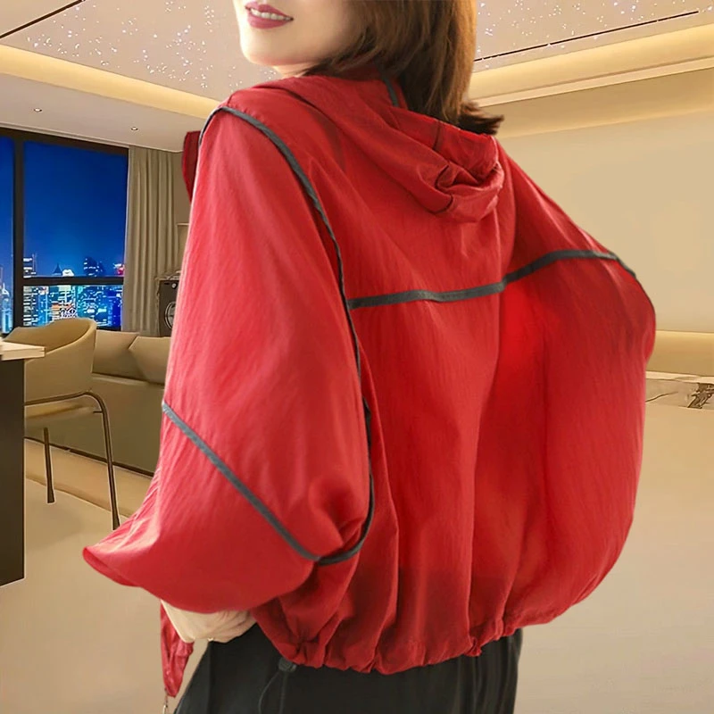 冰丝新款红色防晒衣短款女款外穿爆款2026洋气休闲户外服装短外套