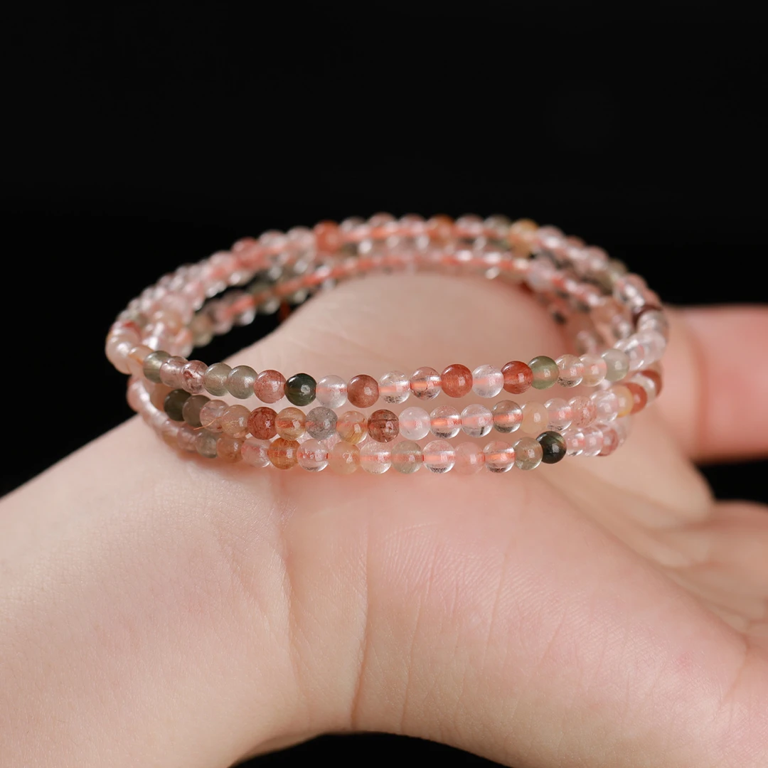 天然彩发晶三圈简约百搭手串-871