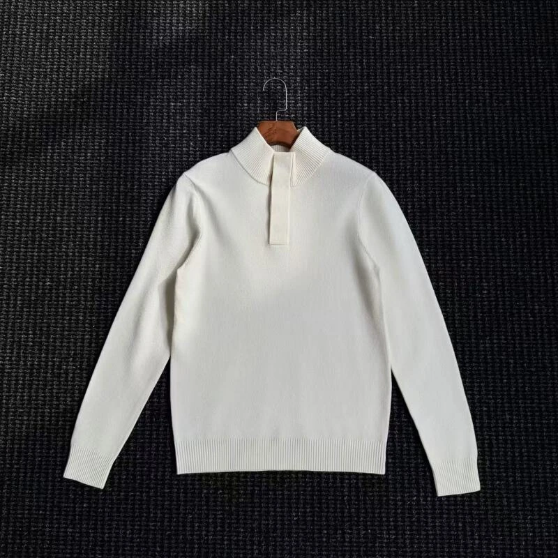 25男士秋冬撞色针织衫圆领套头长袖打底衫隐形纽扣毛衣潮款