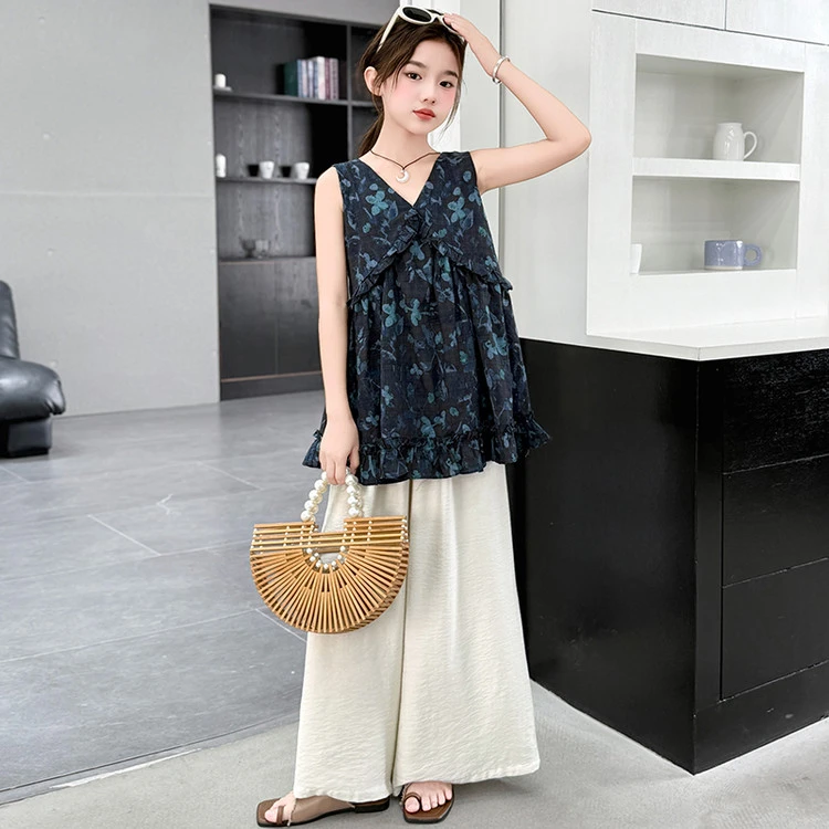 女童夏季洋气套装薄款2025新款爆款中大童高级感时髦女孩两件套潮