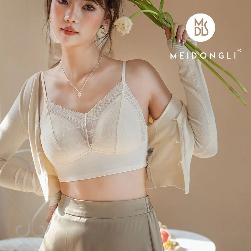 薄款及胸拼接法式美背青年背心舒适纯欲蕾丝无痕学生超薄款