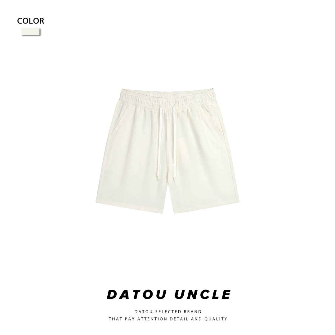 【大头叔叔】夏季棉麻极简亲肤凉感透气休闲宽松男短裤DDK2803
