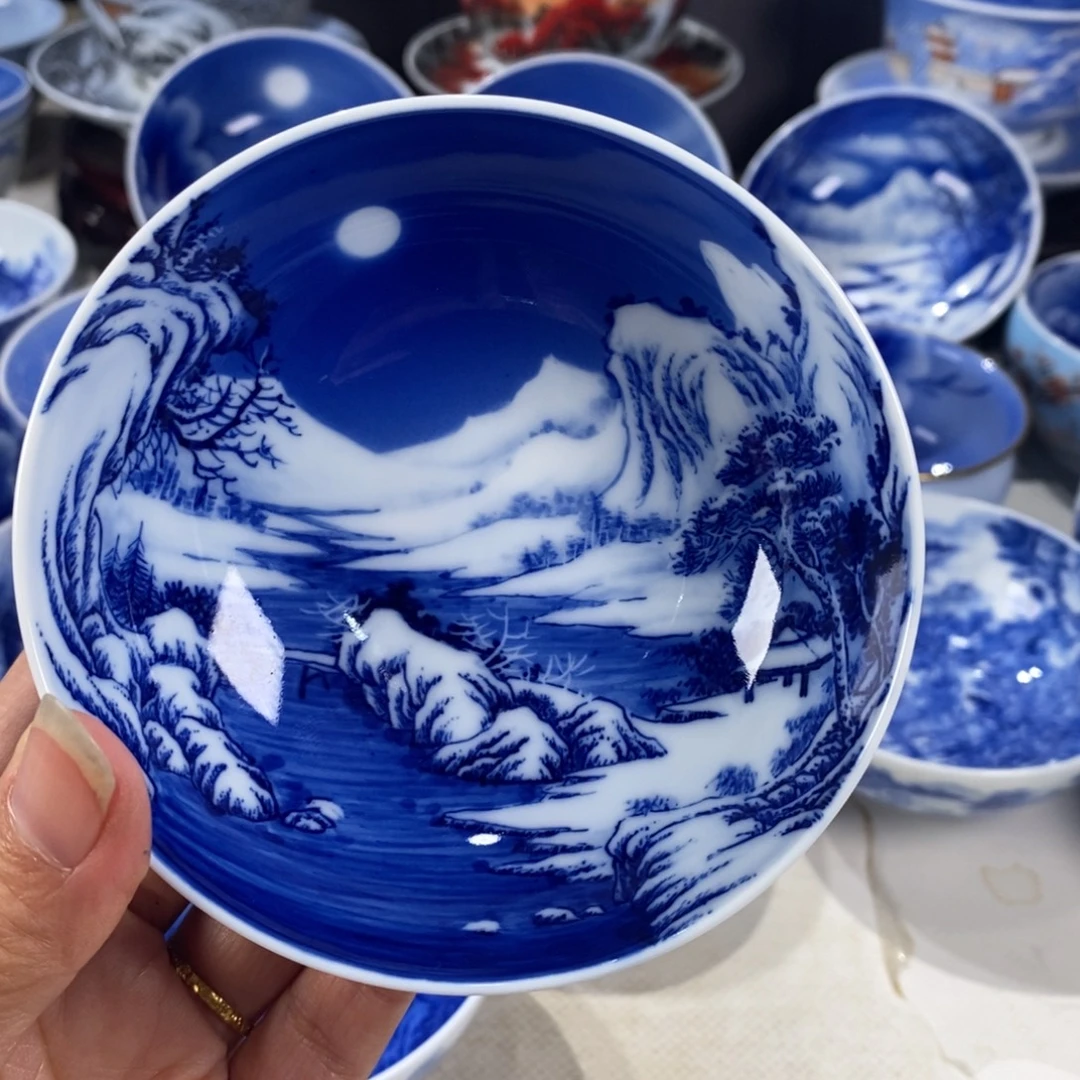 青花雪景主人杯杯