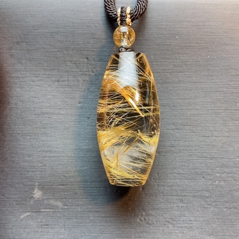 【闪购商品】未镶嵌颈饰发晶天然发晶桶珠吊坠