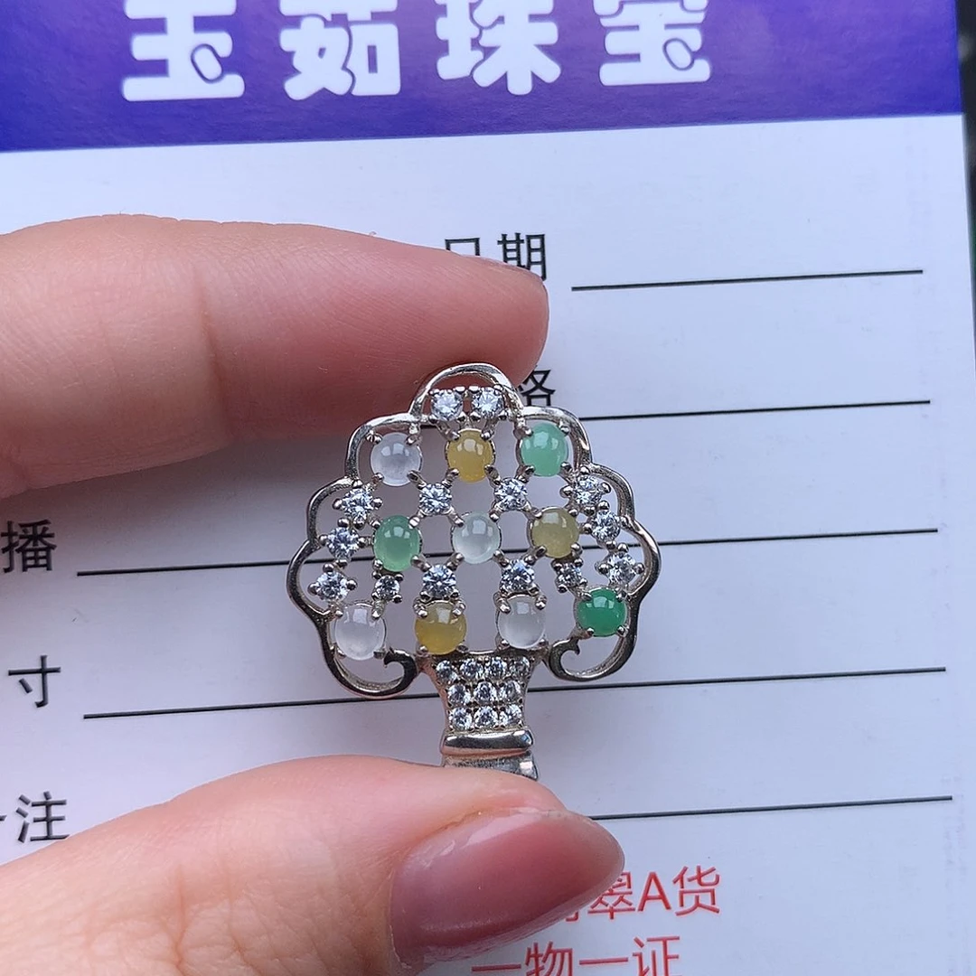 翡翠颈饰银S925镶嵌项链925