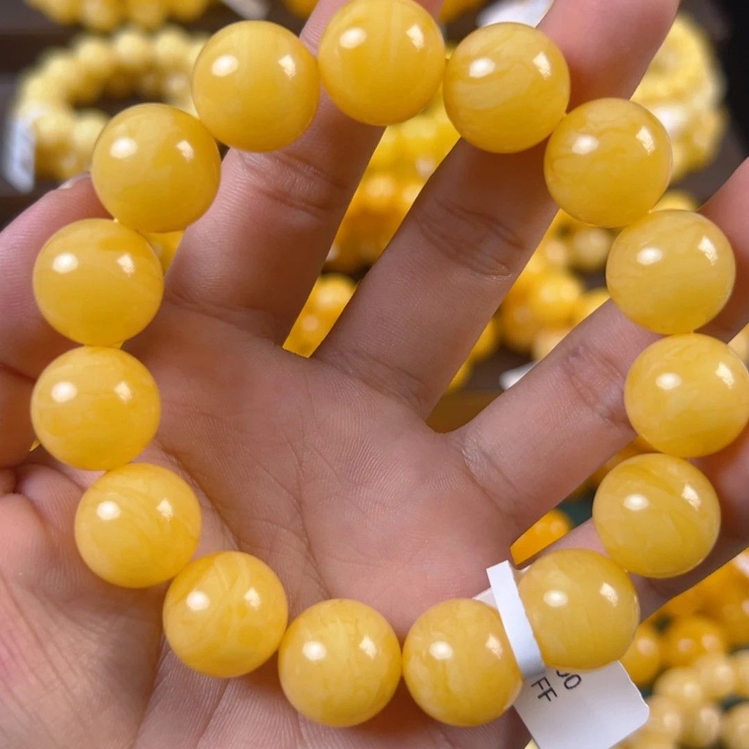 琥珀未镶嵌手串31g焦皮同料15mm ff