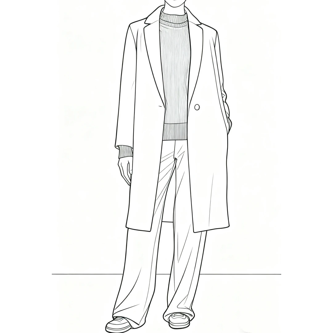 【Montendre】秋冬新款 V 气质百搭经典羊毛混纺毛呢大衣直筒外套女