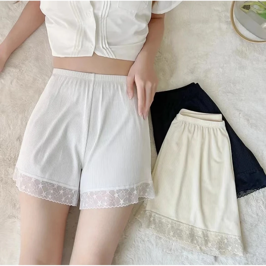 冰丝弹力蕾丝边安全裤打底裤808093