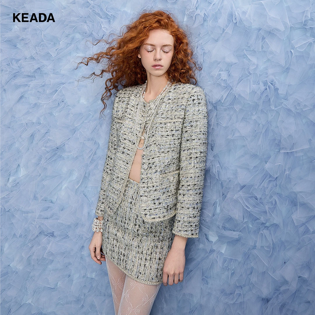 KEADA优雅高级感绵羊毛老钱风小香风短外套女千金范KSN3SU5015