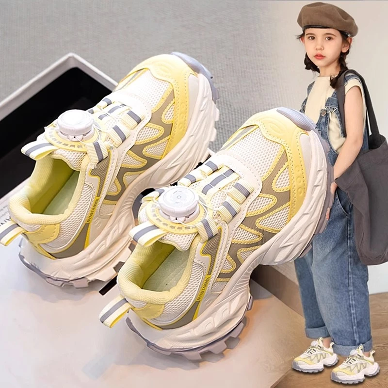 ABC女童网面运动鞋2025春秋季男童透气网面鞋休闲鞋中大童跑步鞋