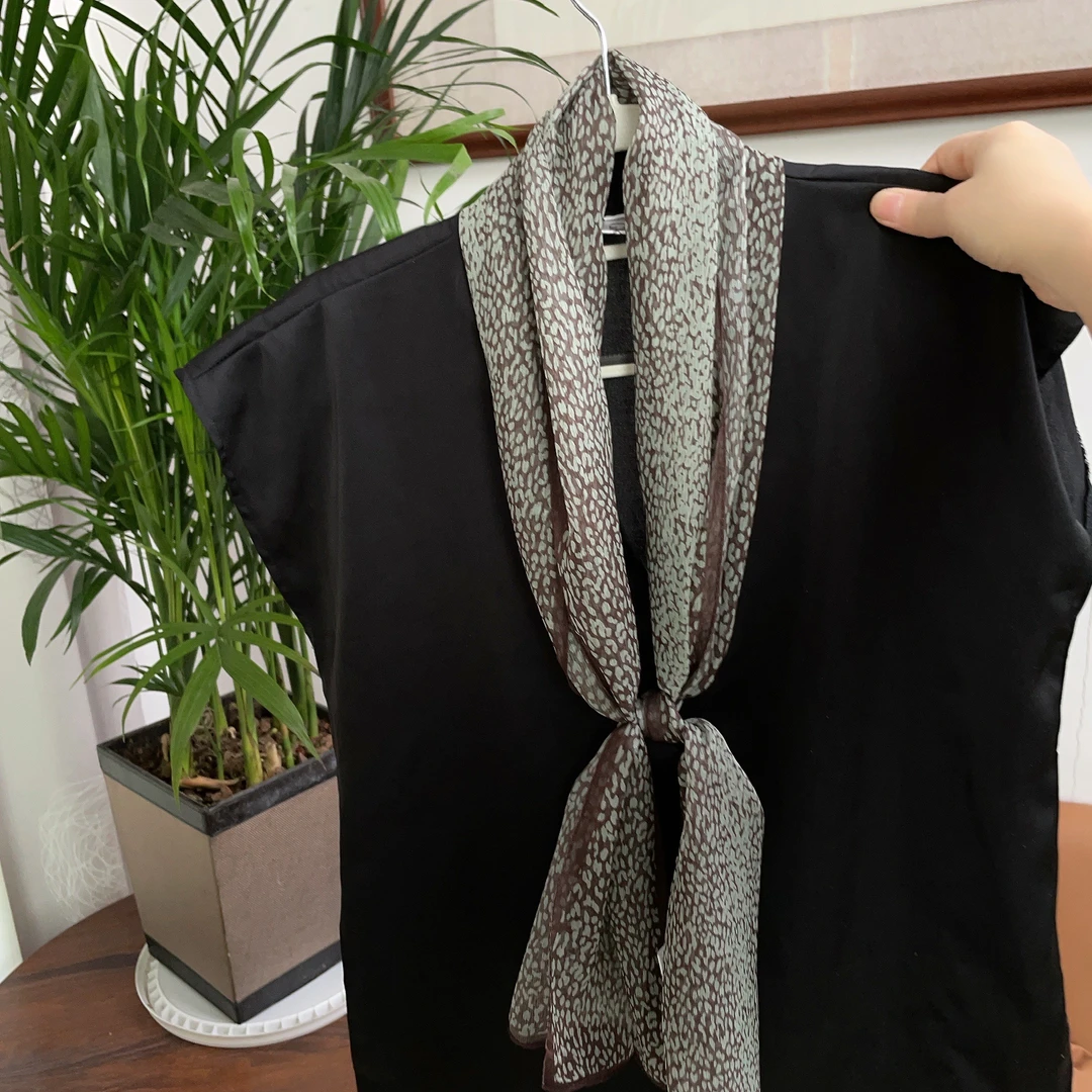 P新款西丽纱防晒围巾原创36*145长巾时尚轻奢节日礼物飘带（清新