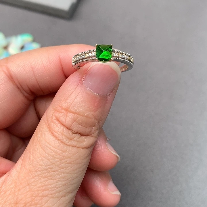 透辉石戒指银S925镶嵌
